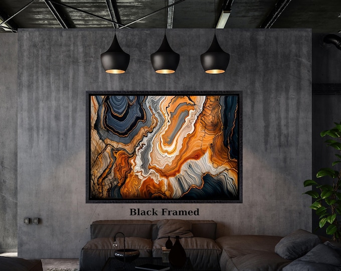 Tree Rings Canvas Wall Art, Abstract Wood Texture Print, Framed Natural Home Decor