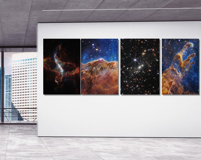 James Webb Telescope Canvas Print Set, NASA Space Art