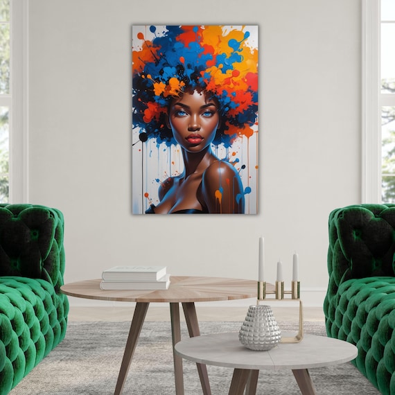 African Woman Wall Art,Abstract Canvas Wall Art Living Room Decor, Woman Canvas Print, Extra Large Wall Art,African American Art Home Decor