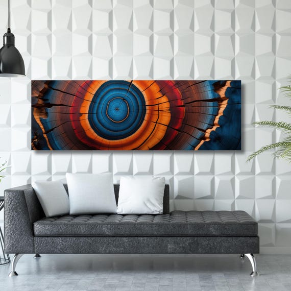 Panoramic Tree Rings Canvas Wall Art Elegant Natural Wall Art Great Design Solution for Echo Tree Ring Print of stump, Tree ring Canvas art
