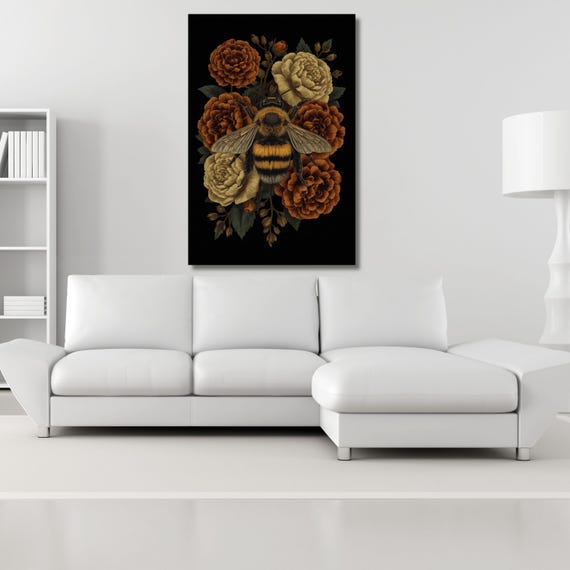 William Morris Canvas Print, Vintage Bumble Bee Wall Art, Arts and Crafts Textile Poster,Nature Inspired Exhibition Print, Morris Decor Gift