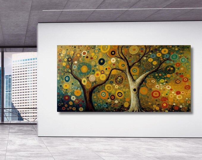 Gustav Klimt Tree of Life Canvas Print, Flower Garden Wall Art