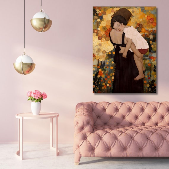 Klimt Mother and Child Canvas Print, Museum Wall Art