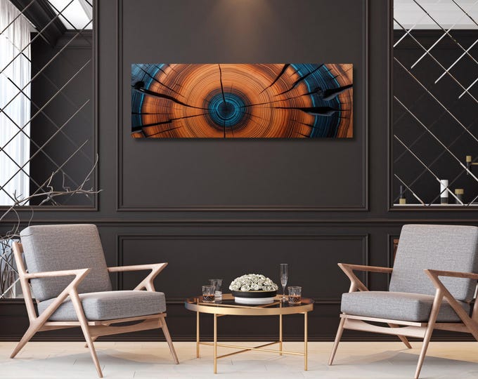 Panoramic Tree Rings Canvas Art: Elegant Natural Wall Decor