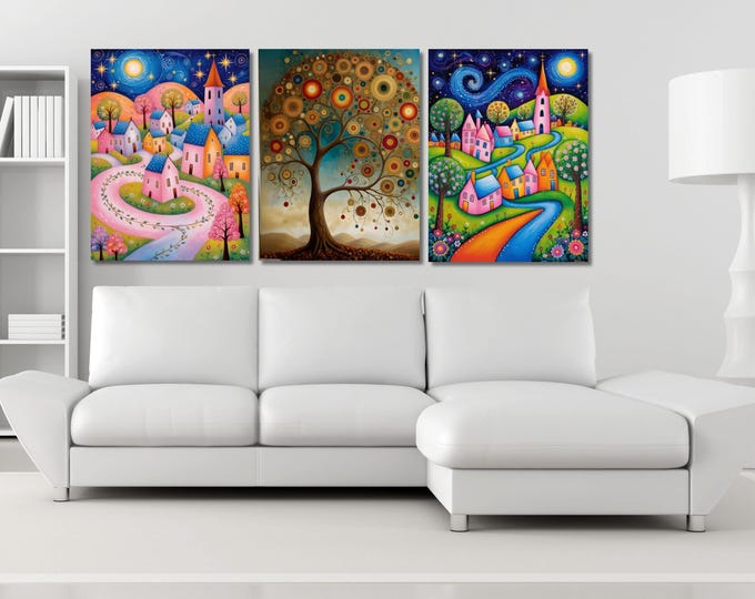 Gustav Klimt Canvas Prints, Flower Market and Garden (Set of 3)