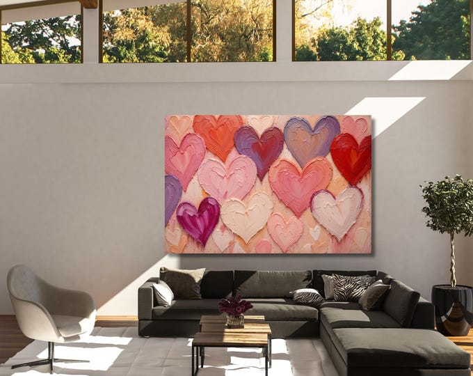 Hearts Canvas Wall Art Elegant Natural Wall Art Great Design Romantic Heart Print stump,Abstract Texture Romantic wall decor gift art heart