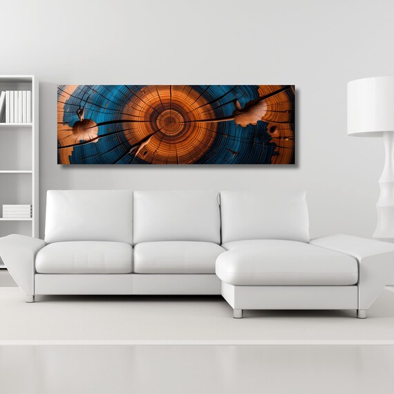 Panoramic Tree Rings Canvas Wall Art Elegant Natural Wall Art Great Design Solution for Echo Tree Ring Print of stump, Tree ring Canvas art