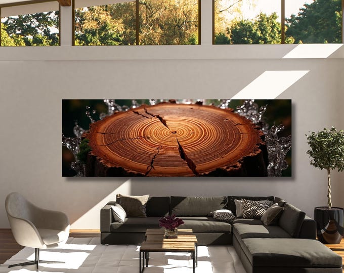 Tree Rings Canvas Wall Art: Modern Nature Decor (Framed or Rolled)