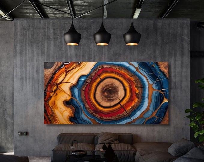 Tree Rings Canvas Wall Art Natural Wood Texture Print Rustic Tree Stump Design Modern Earthy Decor for Living Room Bedroom or Office Gift