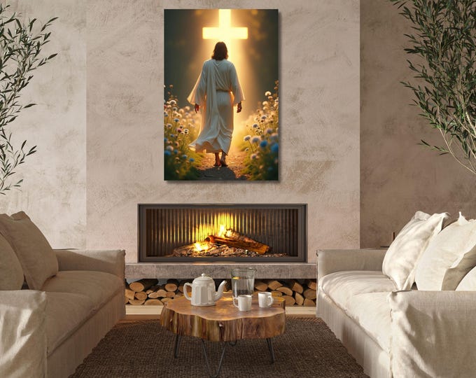 Jesus Walking Canvas Wall Art - Inspirational Religious Decor