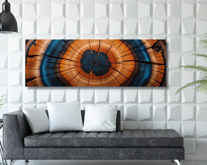 Panoramic Tree Ring Canvas Art: Natural Wood Print