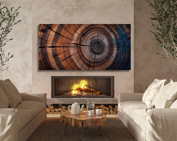 Tree Ring Canvas Wall Art, Wood Texture Print, Natural Elegant Home Decor