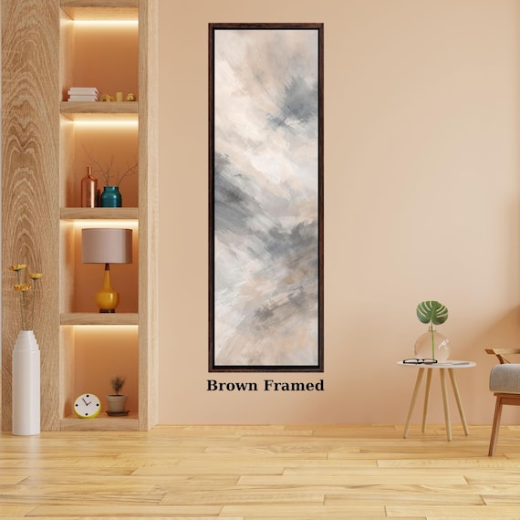 Long Narrow Vertical Canvas Wall Art – Tall Modern Abstract Nature Print Decor