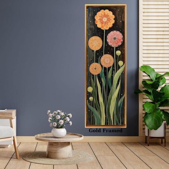 Long Narrow Canvas Wall Art Vertical Nature Print Tall Modern sun Tree or Mountain Wall Decor for Hallway,Entryway Small Space Styling Print