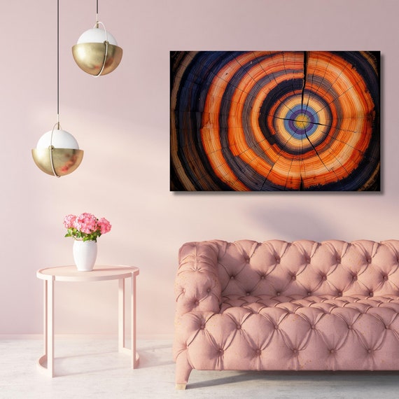 Wood Texture Wall Decor Wood Crack Abstract Natural Canvas Wall Art Great Design Solution Tree Ring Print of stump,Tree ring Canvas art gift