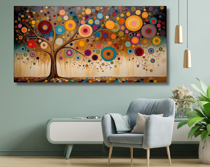 Klimt Inspired Tree of Life Canvas (Multiple Sizes, Framed or Unframed)