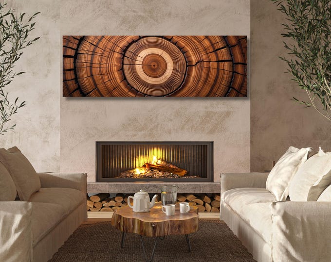 Tree Rings Canvas Wall Art: Rustic Wood Texture Print