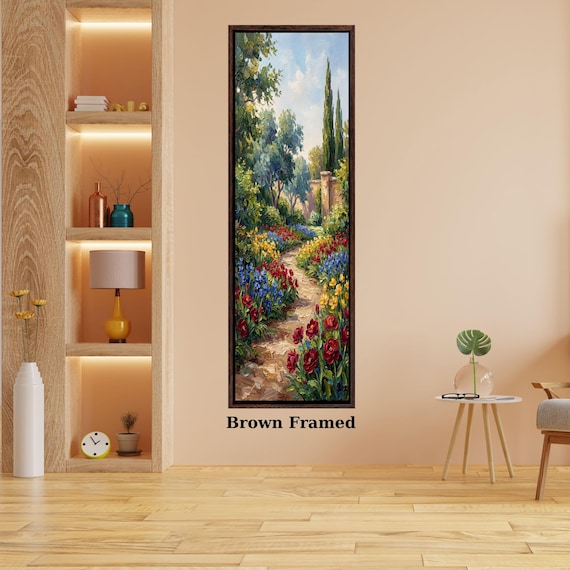 Vertical Tree Canvas Print, Tall Hallway Wall Art, Modern Nature Decor