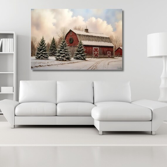 Christmas Time Farmhouse Canvas Art Vintage Wall Art, Vintage Canvas Poster Exhibition Wall Art, Christmas gift canvas Farmhouse Wall Art