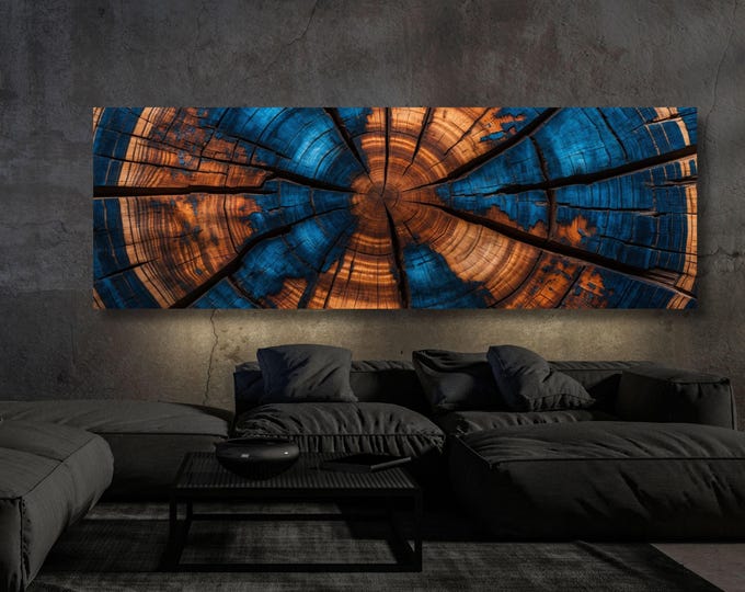 Rustic Tree Ring Canvas Wall Art - Panoramic Nature Print