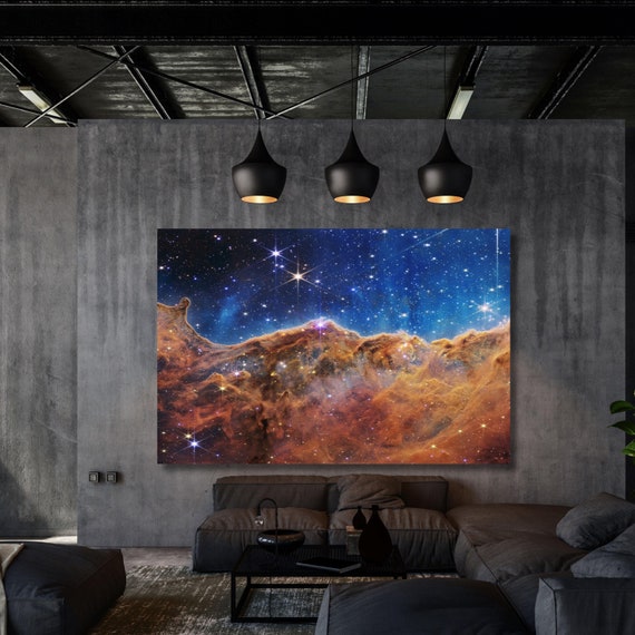 James Webb Telescope First Image Canvas, Deep Field Galaxy Print, NASA Space Wall Art, Astronomy Lover Gift, Universe Stars Decor, Science