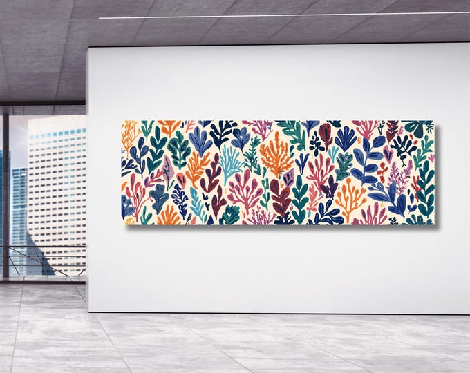 Panoramic Henri Matisse Style Colorful Flowers Canvas Print – Modern Floral Wall Art Decor