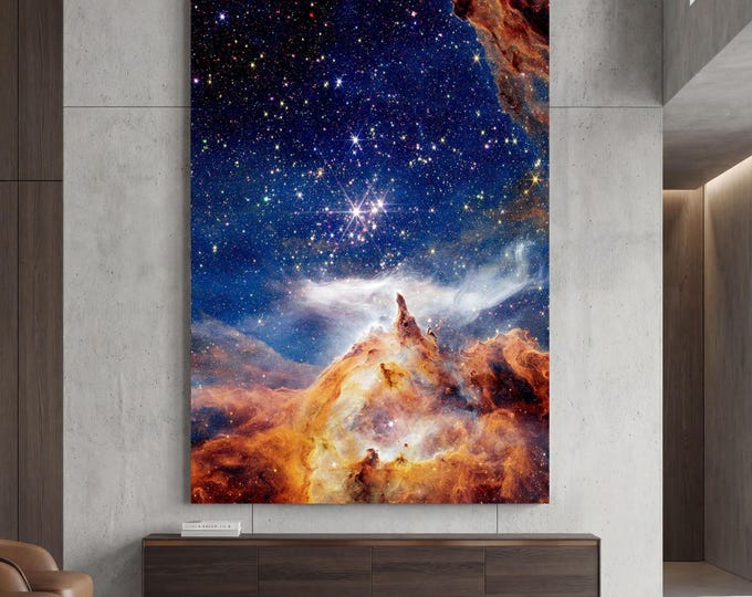 NASA James Webb & Chandra Space Canvas Art, Stellar Winter Vista Wall Decor, Framed Ready to Hang Galaxy Print, Cosmic Stars Science Poster