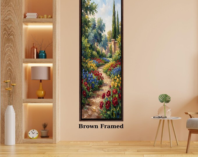 Vertical Tree Canvas Print, Tall Hallway Wall Art, Modern Nature Decor