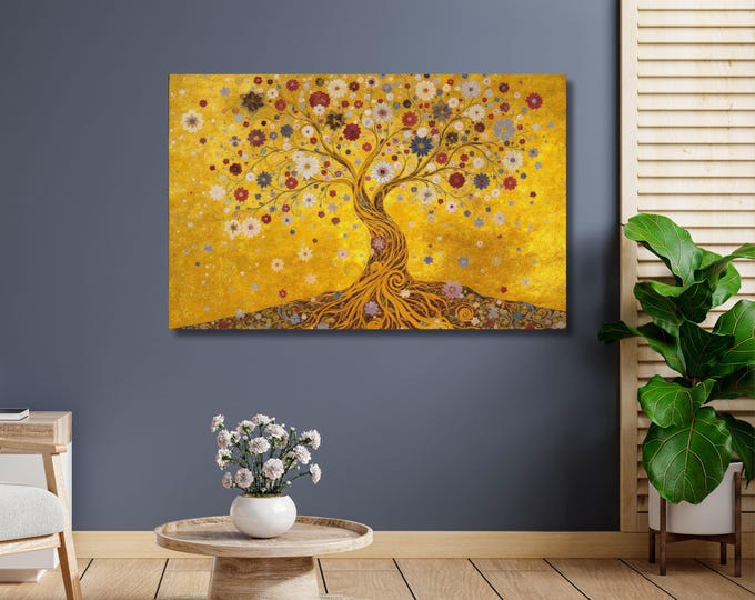 Gustav Klimt Tree of Life Canvas Wall Art,Gustav Klimt Style The Canvas Wall Art,Gustav Klimt The Tree of Life,Gustav Klimt Artwork Canvas
