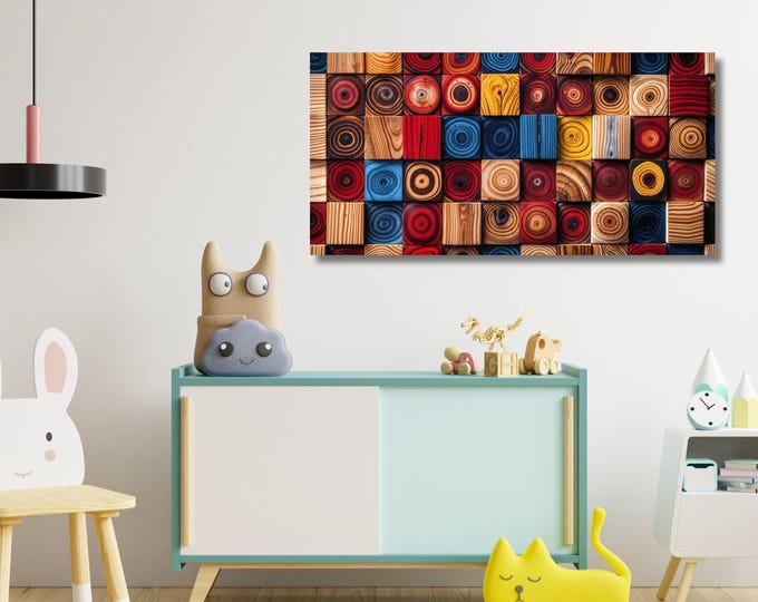 Wood Tree Rings Canvas Art, Geometric Wall Decor