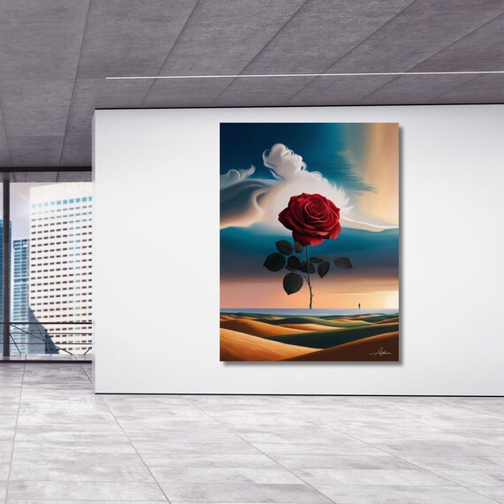 Dali Rose Canvas Wall Art Klimt Print, Dali Canvas Poster, Gustav Klimt Poster, Klimt Exhibition Painting, Flower Garden Rose Flower Market