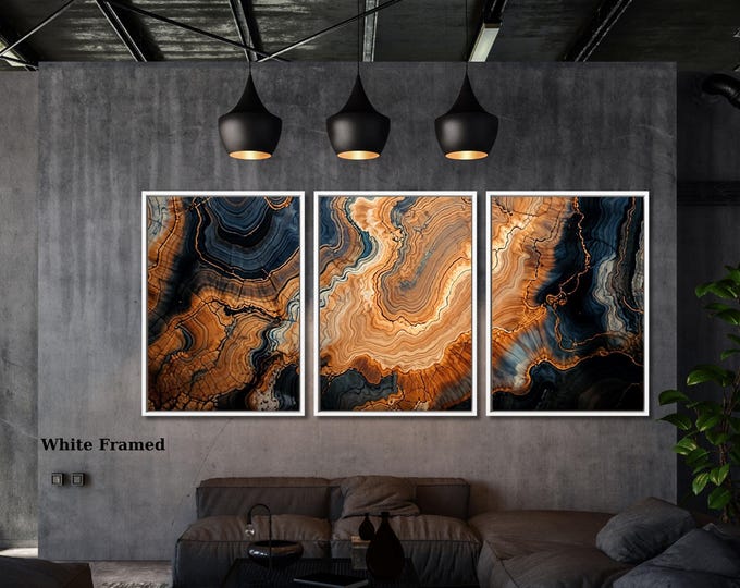 Tree Rings Canvas Print Set: Abstract Wood Texture, Modern Wall Art