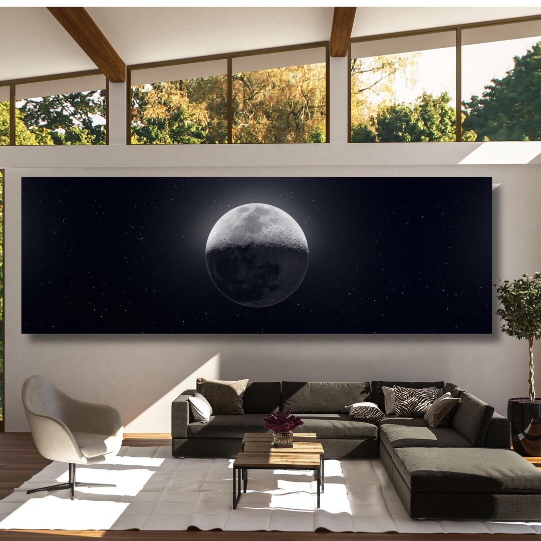 Panoramic Moon Canvas Art: NASA Full Moon Poster, Space Print - Etsy