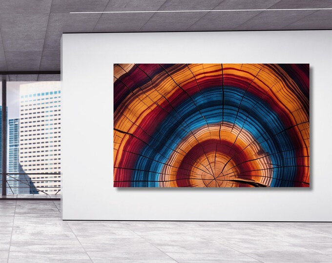 Colorful Tree Ring Canvas Art, Wood Texture Print, Natural Wall Decor (Digital Download)
