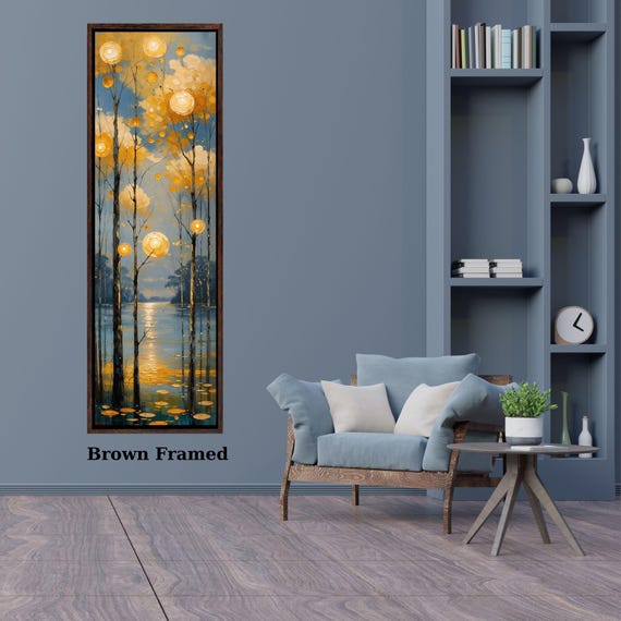 Long Narrow Canvas Wall Art Vertical Nature Print Tall Modern sun Tree or Mountain Wall Decor for Hallway,Entryway Small Space Styling Print
