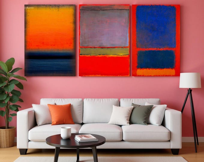 Set of 3 Rothko Style Abstract Canvas Prints: Minimalism Painting