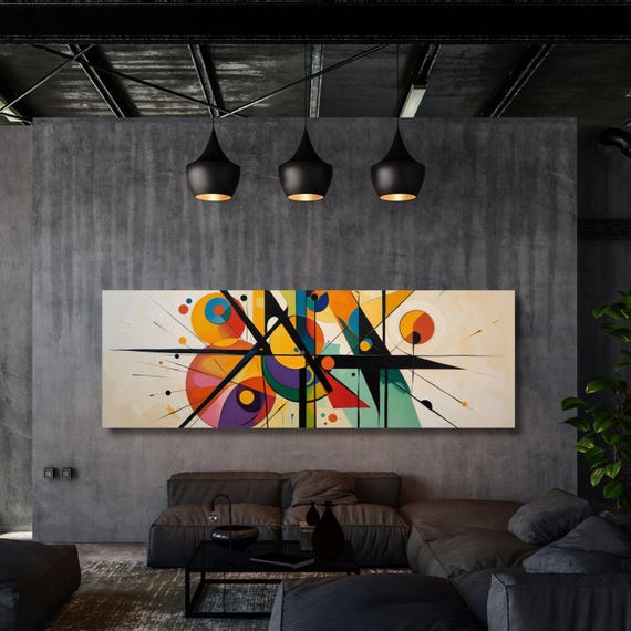 Kandinsky Style Geometric Canvas Art, Gallery Exhibition Print