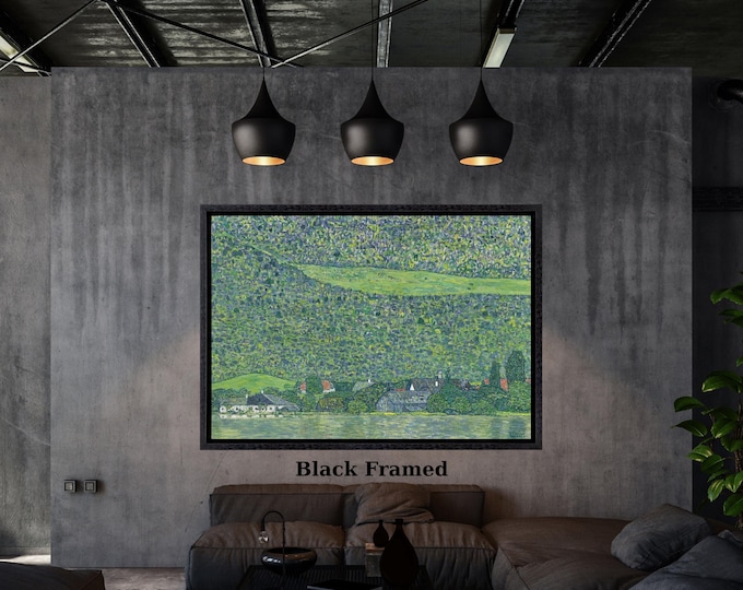 Gustav Klimt Litzlberg at Attersee Canvas Wall Art,Framed Green Landscape Print,Vintage Minimalist Nature Art,Classic Home Decor Klimt Gift