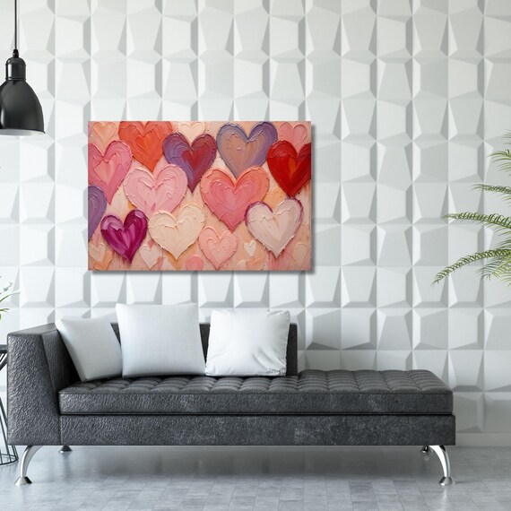 Hearts Canvas Wall Art Elegant Natural Wall Art Great Design Romantic Heart Print stump,Abstract Texture Romantic wall decor gift art heart