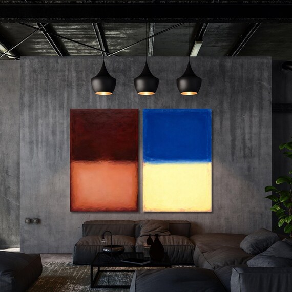 Set of 2 Rothko Style Canvas Wall Art, Abstract Rothko Art, Modern Color Blocks, Minimalist Wall Art, Rothko Style Decor