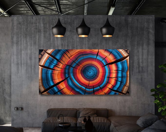 Vibrant Tree Ring Canvas Art, Wood Stump Texture Print, Natural Wall Decor (Digital Download)