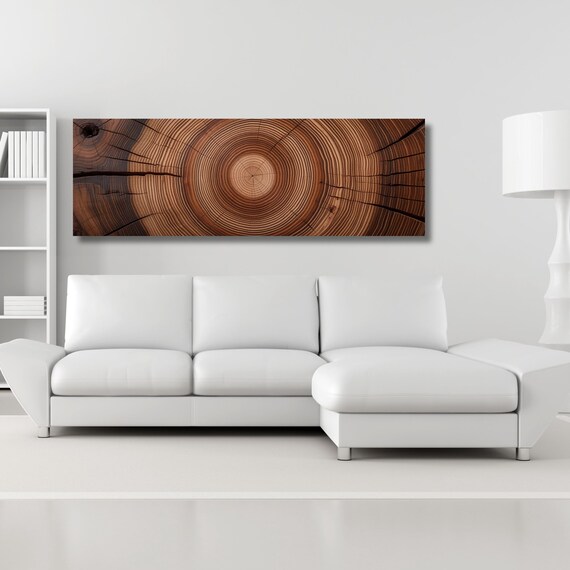 Panoramic Tree Rings Canvas Art: Elegant Natural Home Decor