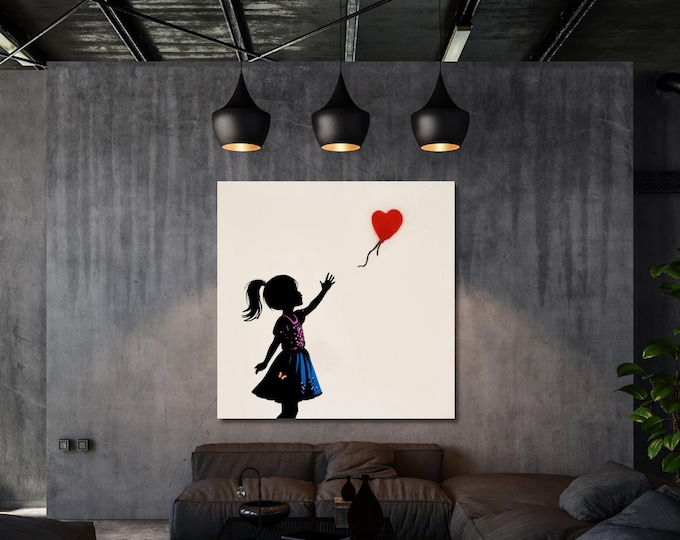 Banksy Street Art Print: Girl with Balloon Canvas (Framed or Rolled)