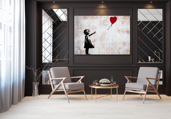 Banksy Girl with Balloon Canvas Art: Graffiti Street Art Decor