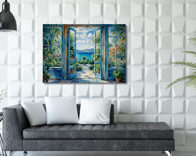 Henri Matisse Style Canvas Print: Open Window, Seascape Wall Art