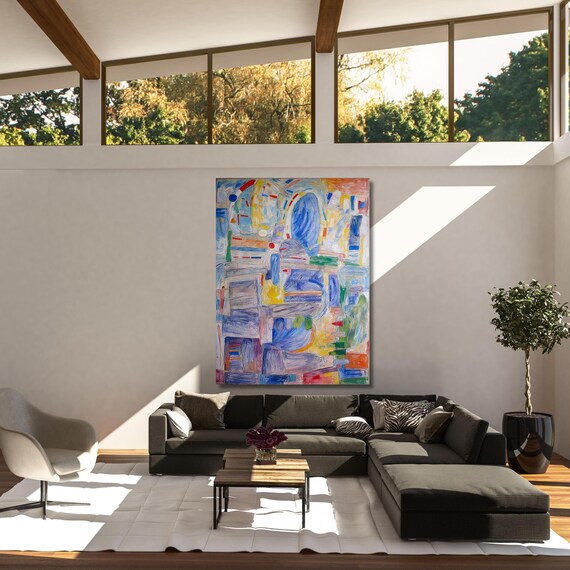 Willem Kooning style Canvas Wall Art Abstract Poster Art Fun Office Decor Abstract Poster Art Exhibition Painting, Abstract Market Wall Art