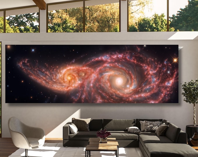 Extra Large Wall Art NASA Ready to Hang Blood-Soaked Eyes NASA’s Webb Hubble Examine Galaxy Pair Canvas Wall Art Nasa Canvas Print gift art