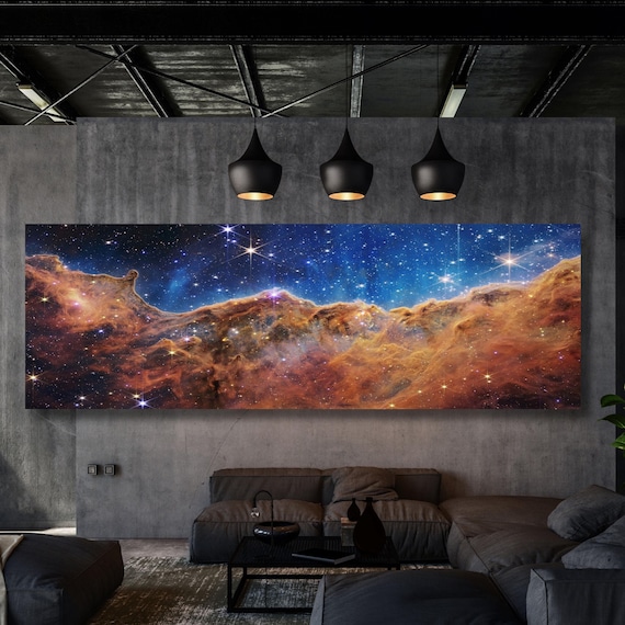 Panoramic Carina Nebula NASA Deep Field Canvas Wall Art Cosmic Cliffs NASA Canvas art NASA poster, James Webb Space Telescope First Images