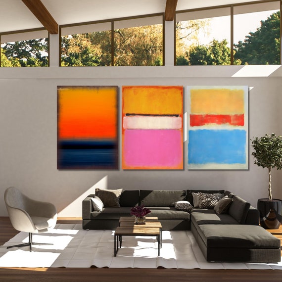 Set of 3 Rothko Style Abstract Canvas Prints: Minimalism Painting