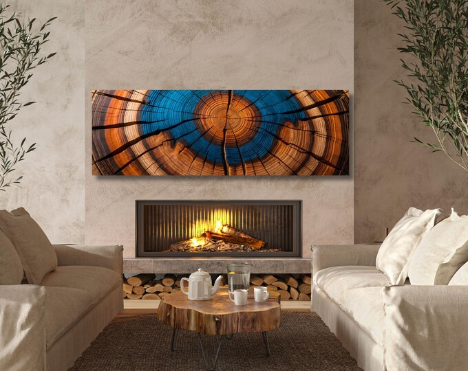 Panoramic Tree Rings Canvas Art, Natural Wood Texture (Multiple Sizes)